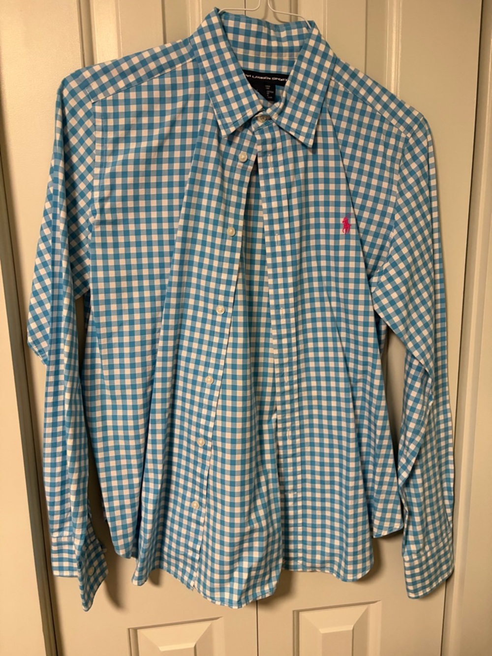 Ralph Lauren Blue and White Gingham Button-Down Shirt